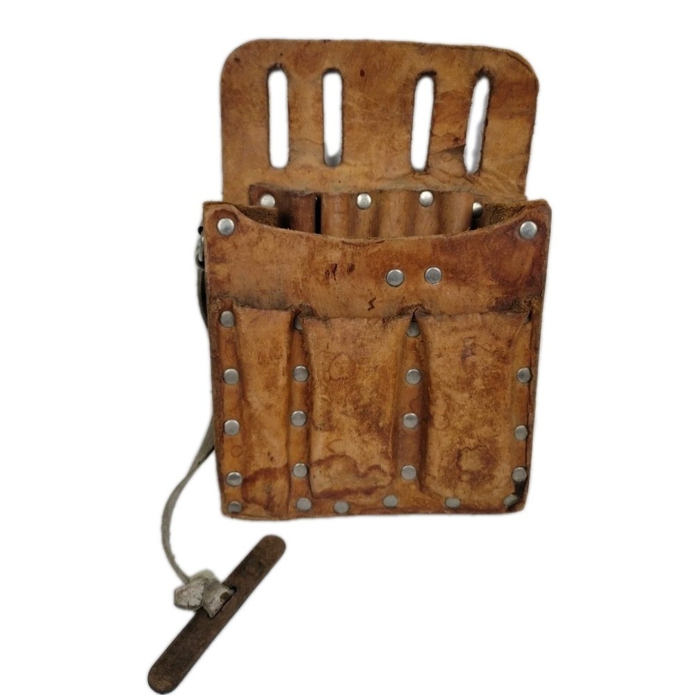 VINTAGE Klein Tool Pouch Bag 5190 Construction Woodwork Electrician Leather Dad